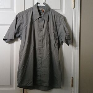 Bert Pulitzer Collector Edition light gray short sleeve button down shirt Sz 15